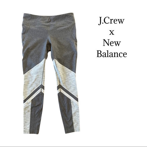 J.Crew x New Balance Performance Leggings Striped Colorblock Gray Size Medium - Picture 1 of 4